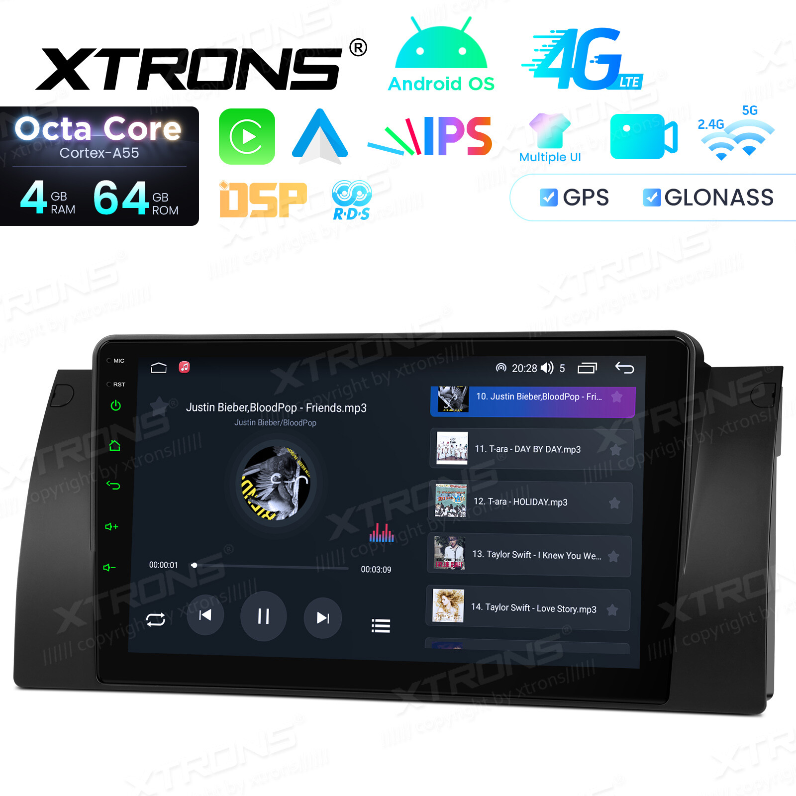 9″ IPS Screen Android 14 8-Core 4+64GB Car Radio Stereo GPS Navi for BMW X5 E53