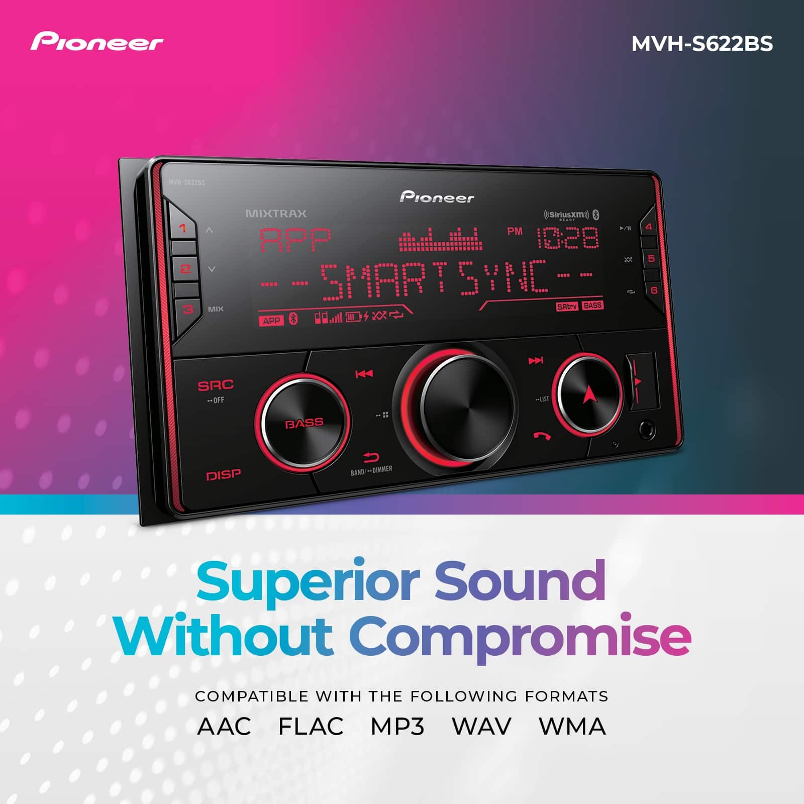 Pioneer – In-dash Bluetooth Audio Digital Media (ADM) Receiver – Black