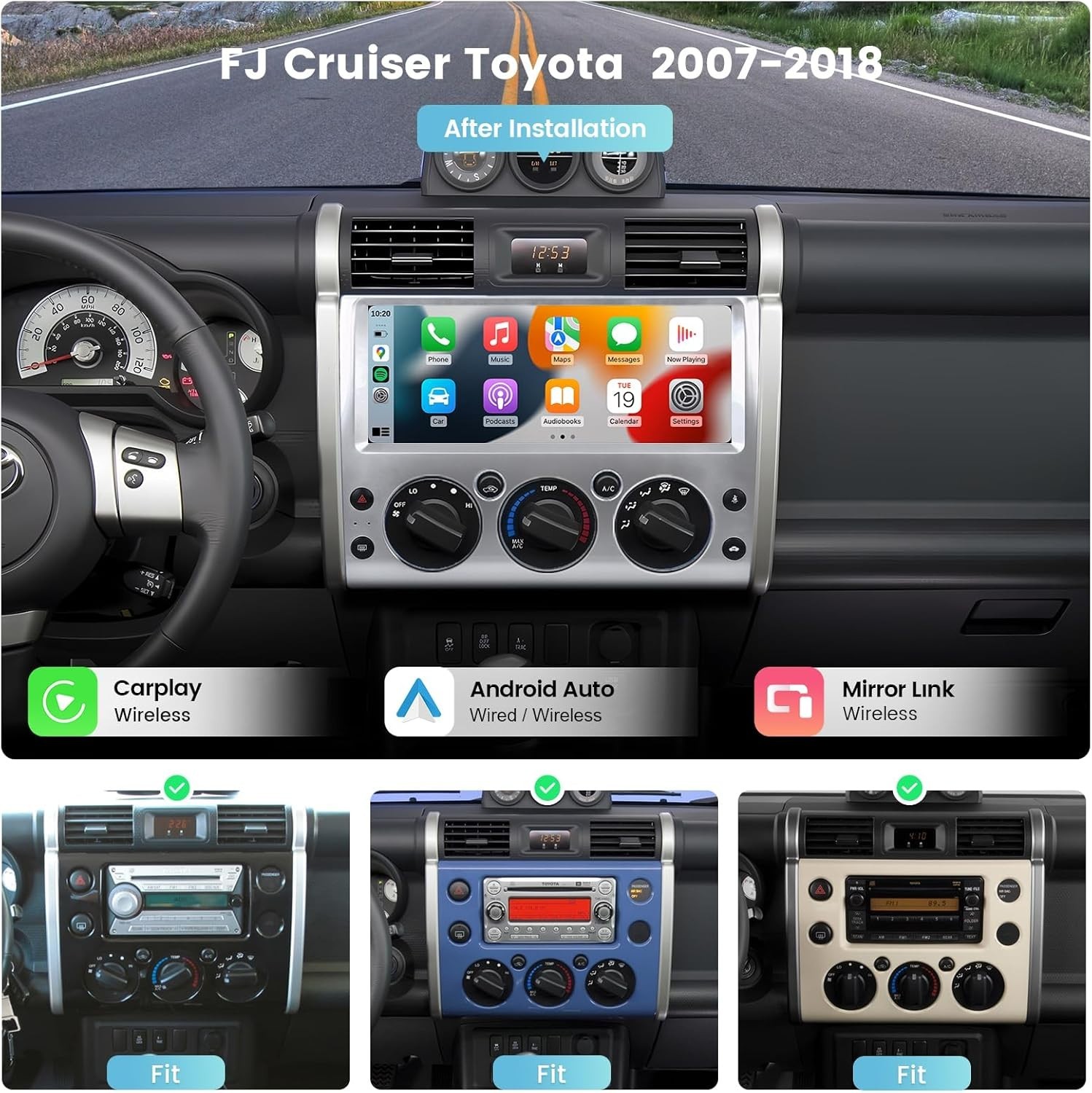 Roadanvi Android 12 Car Stereo for Toyota FJ Cruiser 2007-2018 CarPlay Radio GPS