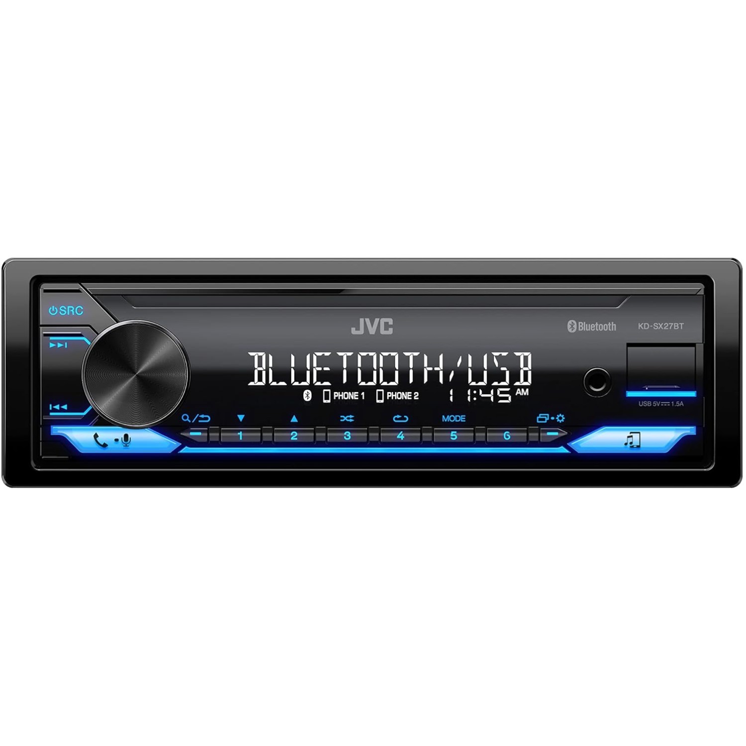 KD-SX27BT Bluetooth Car Stereo: 100W Digital Media Receiver with USB Charging