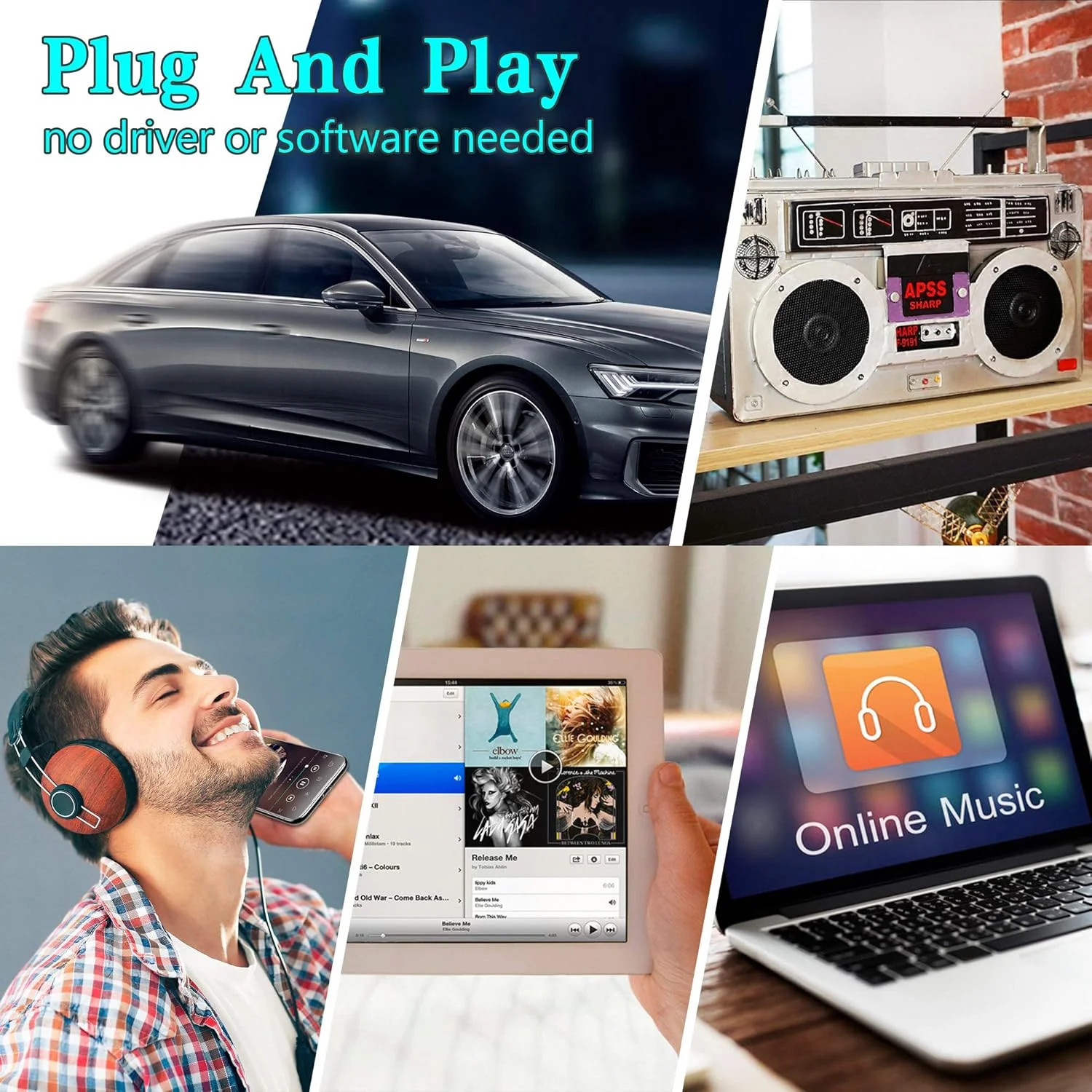 Car Audio Receiver, Bluetooth Cassette Receiver Tape Aux Adapter Player with Blu