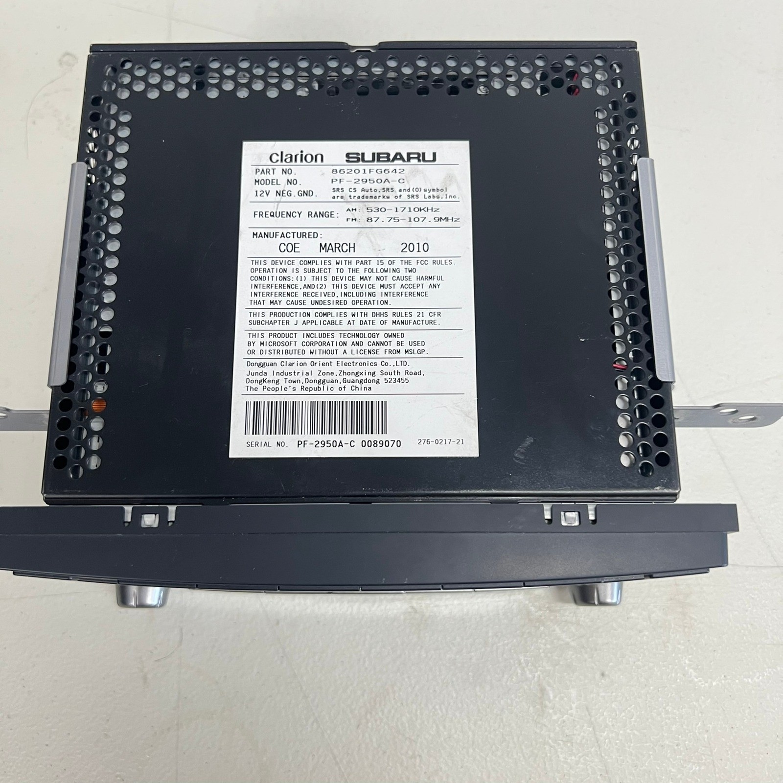 Subaru Clarion 6 CD Changer MP3 WMA Radio Head Unit 86201FG642 PF-2950A-C