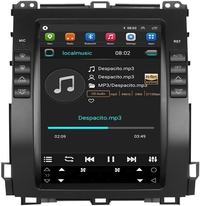 USED 10.4” Car Stereo Radio Carplay 4+64GB For 02-09 Toyota Land Cruiser Prado