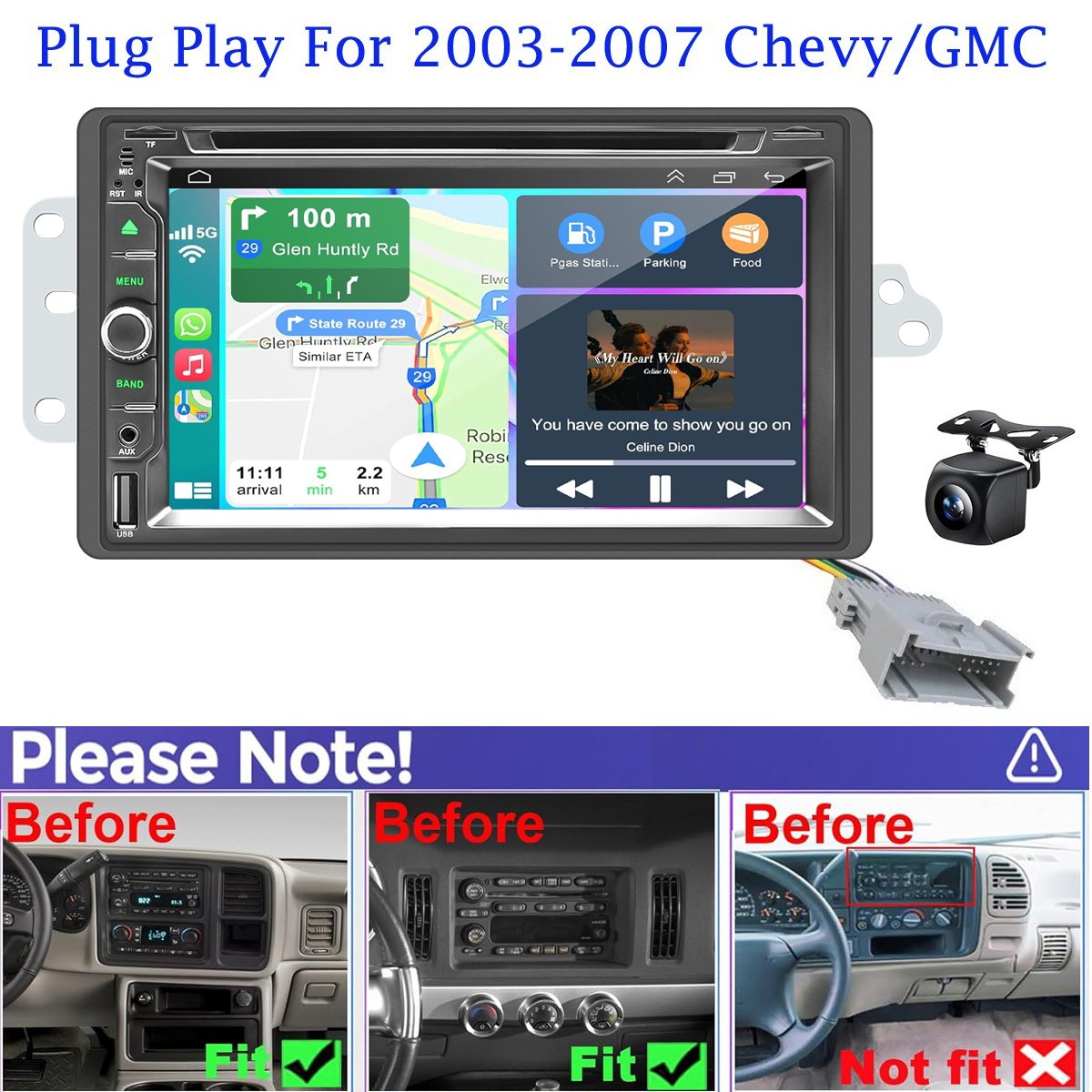 For 2003-2006 Chevy Silverado S10 SSR Tahoe Carplay Car Stereo Radio DVD CD