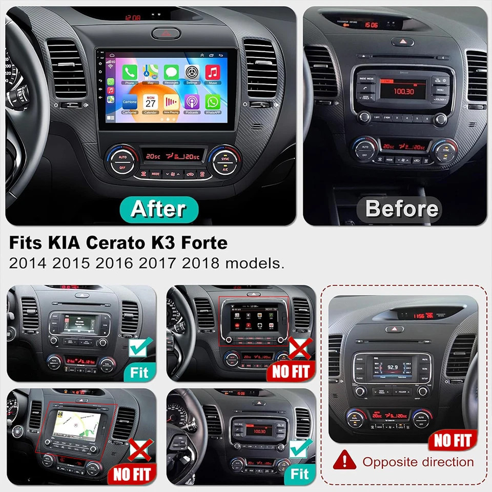Radio Carplay For 2014-2018 Kia Forte GPS Navi BT WiFi FM RDS 2+32G 9in
