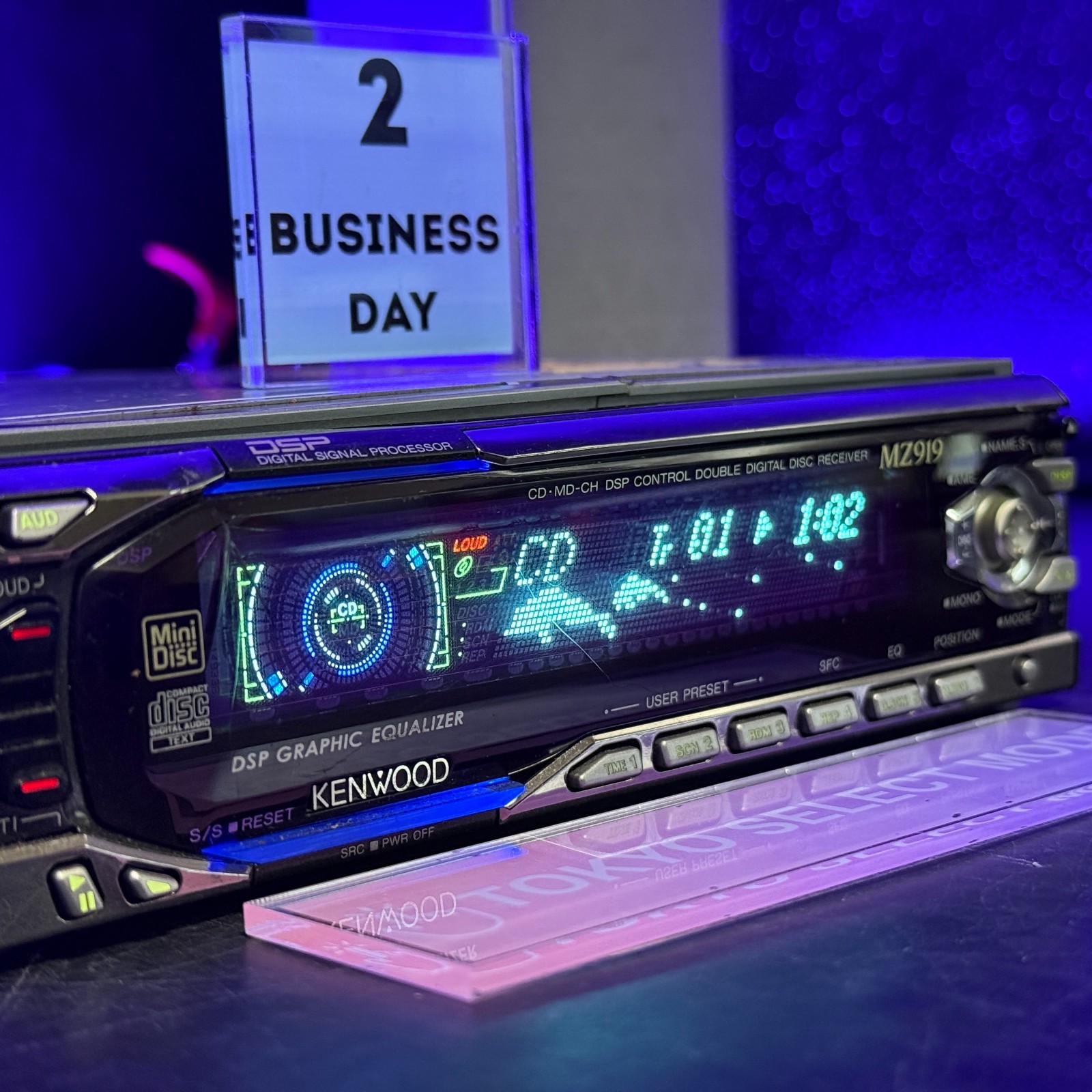 KENWOOD MZ919 1DIN Car Audio CD MD Player JDM Dolphin Display Tested In Stock