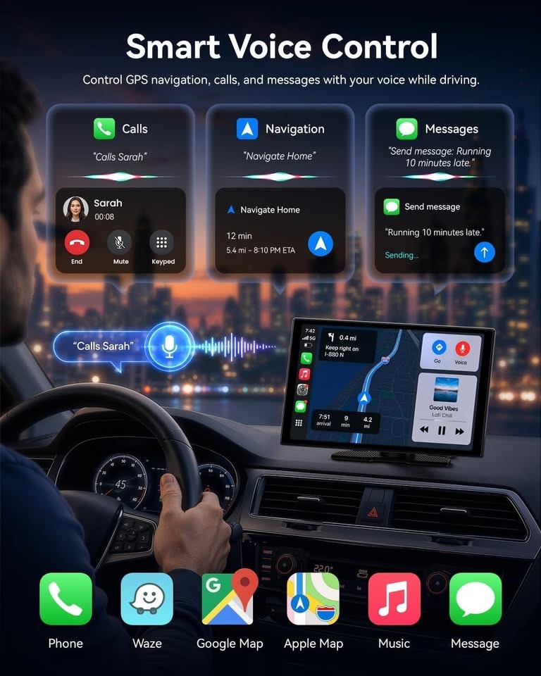11″ Wireless CarPlay Android Auto Screen w/ 4K Dash Cam