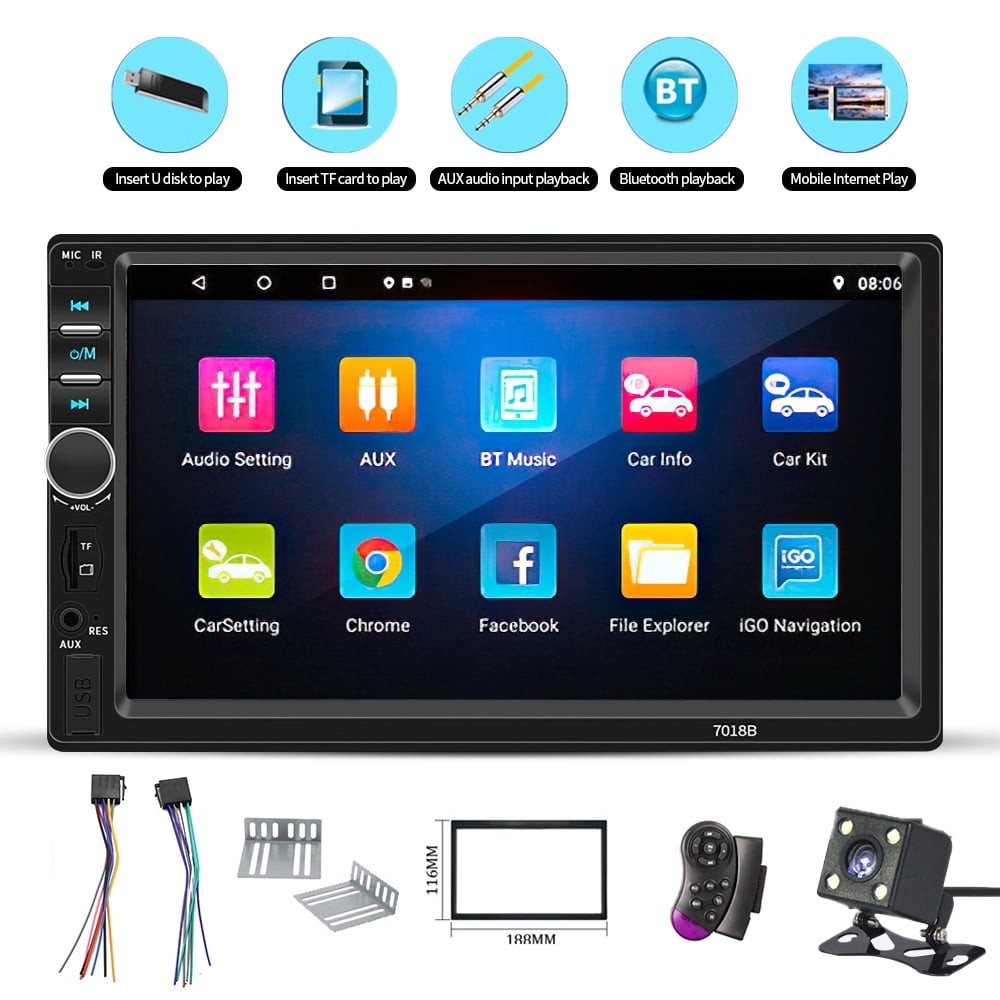 DFITO Double Din Car Stereo, 7 Inch HD Touch Screen, Bluetooth V2.0 MP5 Player,
