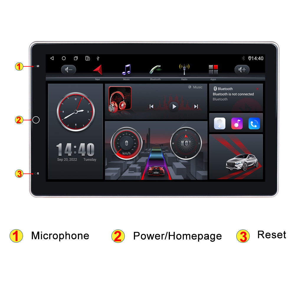6+128GB Single 1Din Rotatable CarPlay 10.1″ Car GPS AM Stereo Radio QLED DSP GPS