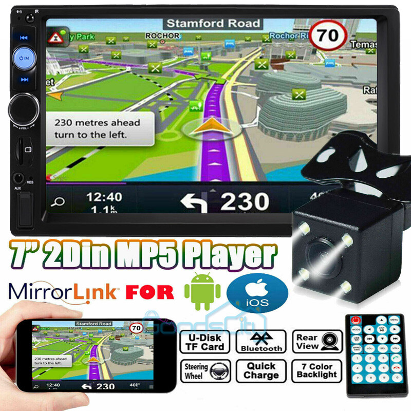 2 Din Pantalla Radio Bluetooth Para Carro Auto Con Camara De Reversa Retroceso