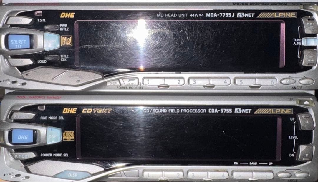 ALPINE MDA-7755J CDA-5755 Ai-NET MD CD Head Unit Set JDM Car Audio AS-IS