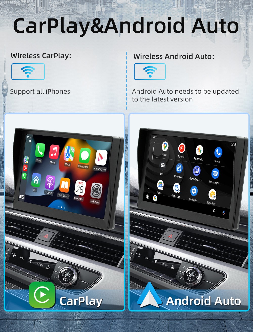 9 inch wireless carplay portable car recorder universal car bluetooth MP5 player