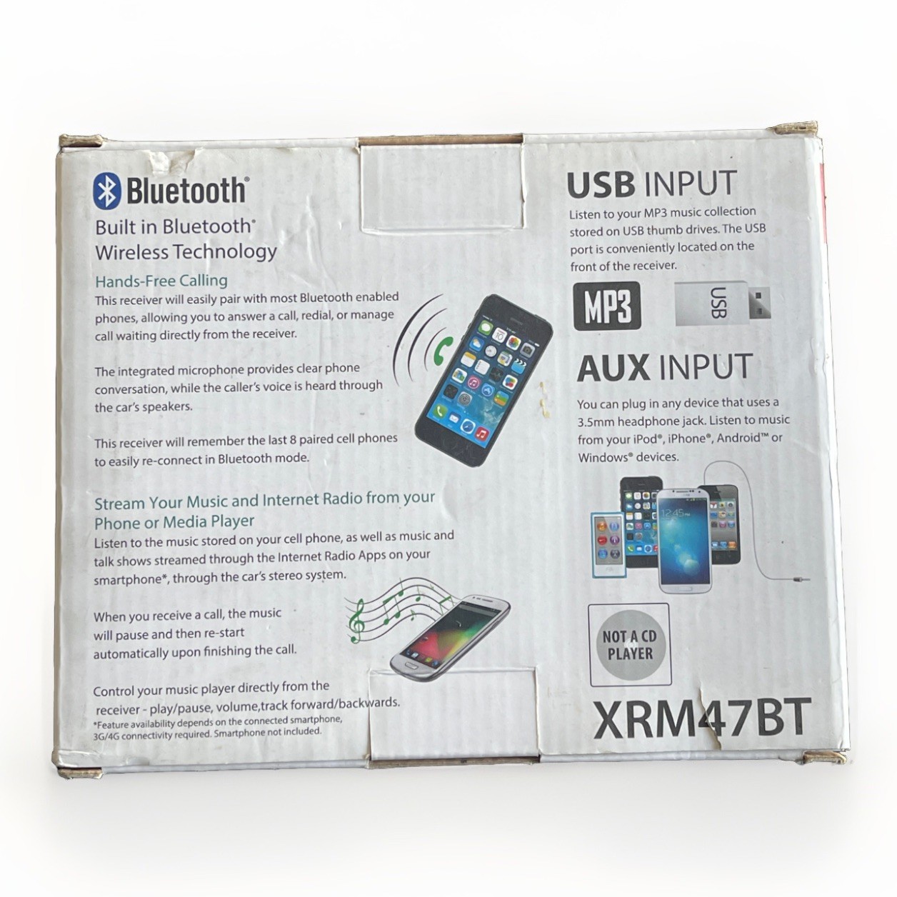 Dual XRM47BT Car Radio Audio Receiver with Bluetooth, USB, and Aux Connectivity
