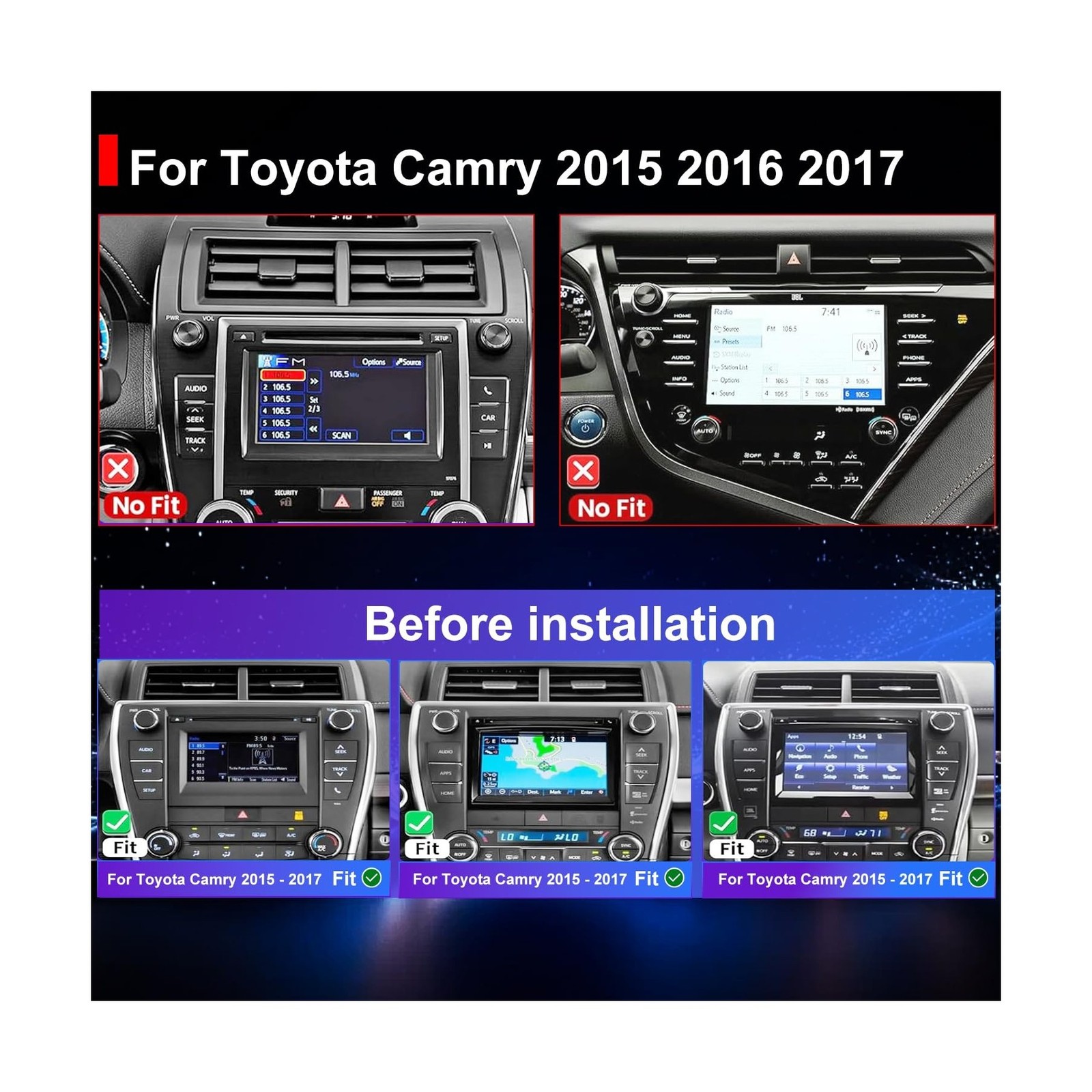 64G Upgrade Car Radio for Toyota Camry 2015 2016 2017, Android 13 Car Stereo,…