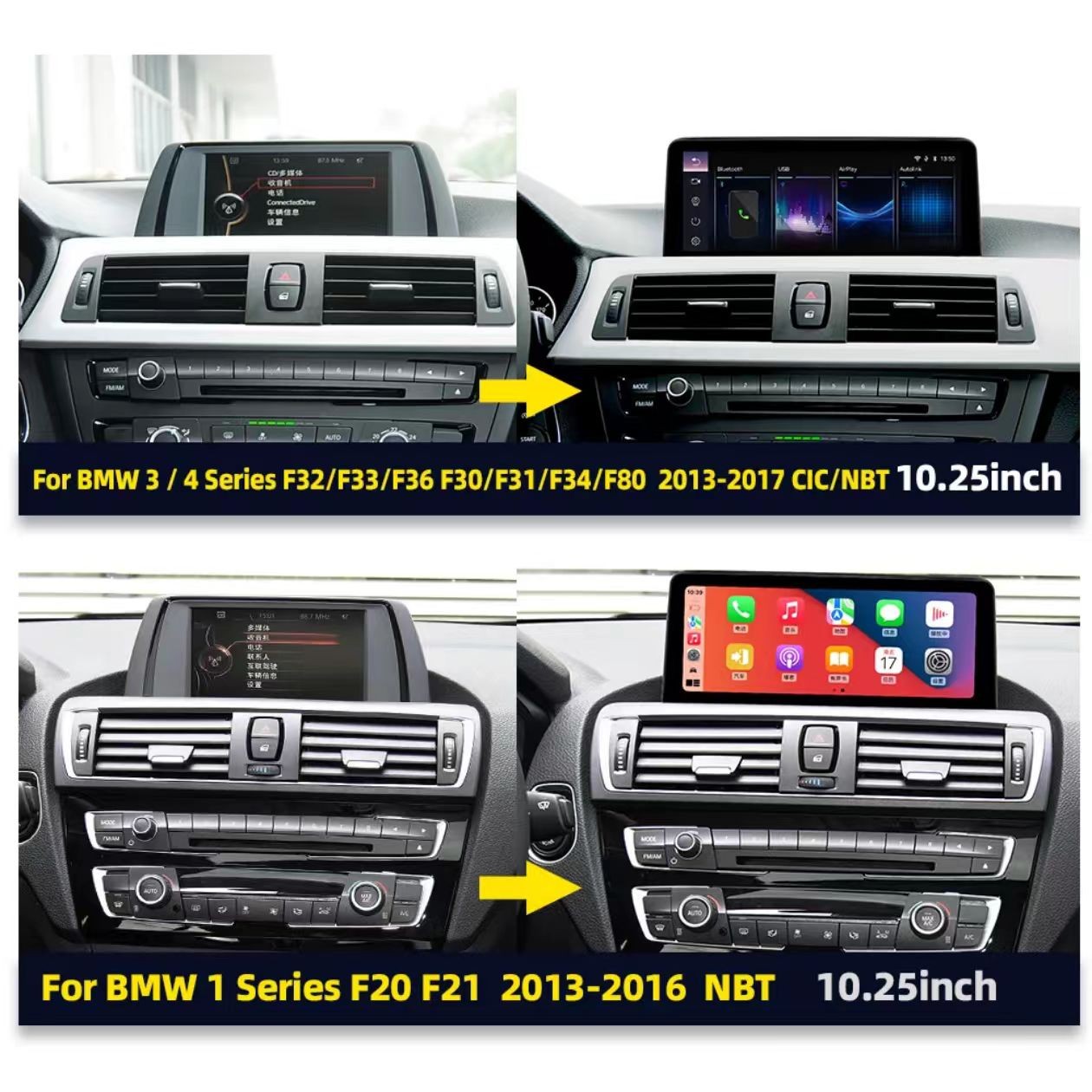 CarPlay Linux Touch Screen For BMW 3 4 Serie F30 F31 F32 F33 F34 F36 2013-2017