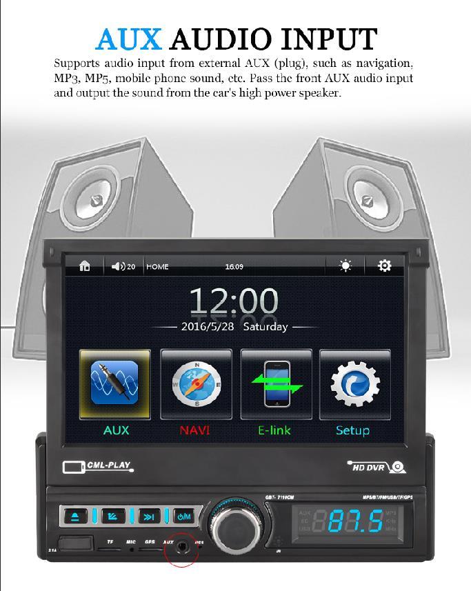 7″ Single 1Din Car Stereo Radio Touch Screen FM Bluetooth AUX/USB GPS MP5 Player