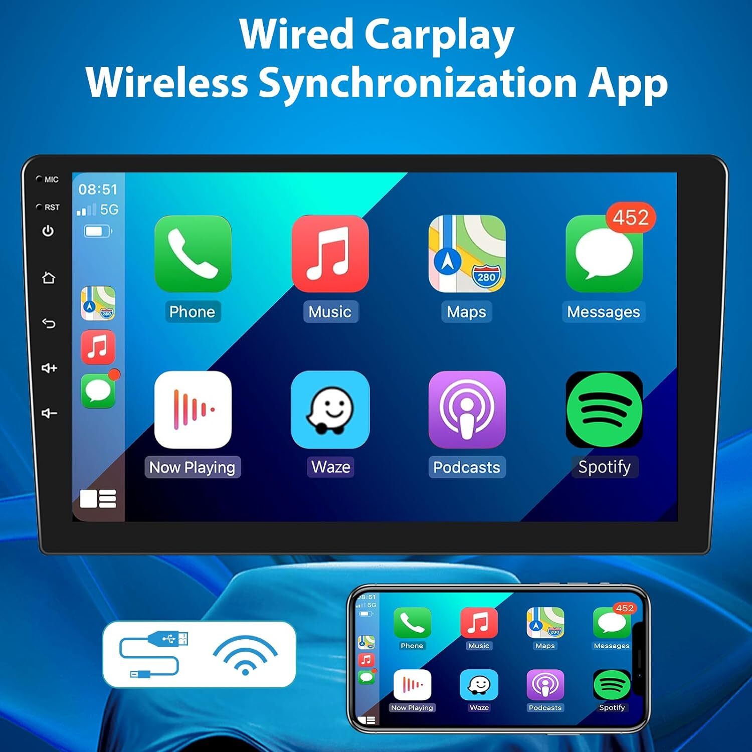 Car In-Dash Navigation GPS Units Carplay+Camera Android For 2007-2011 Honda CRV