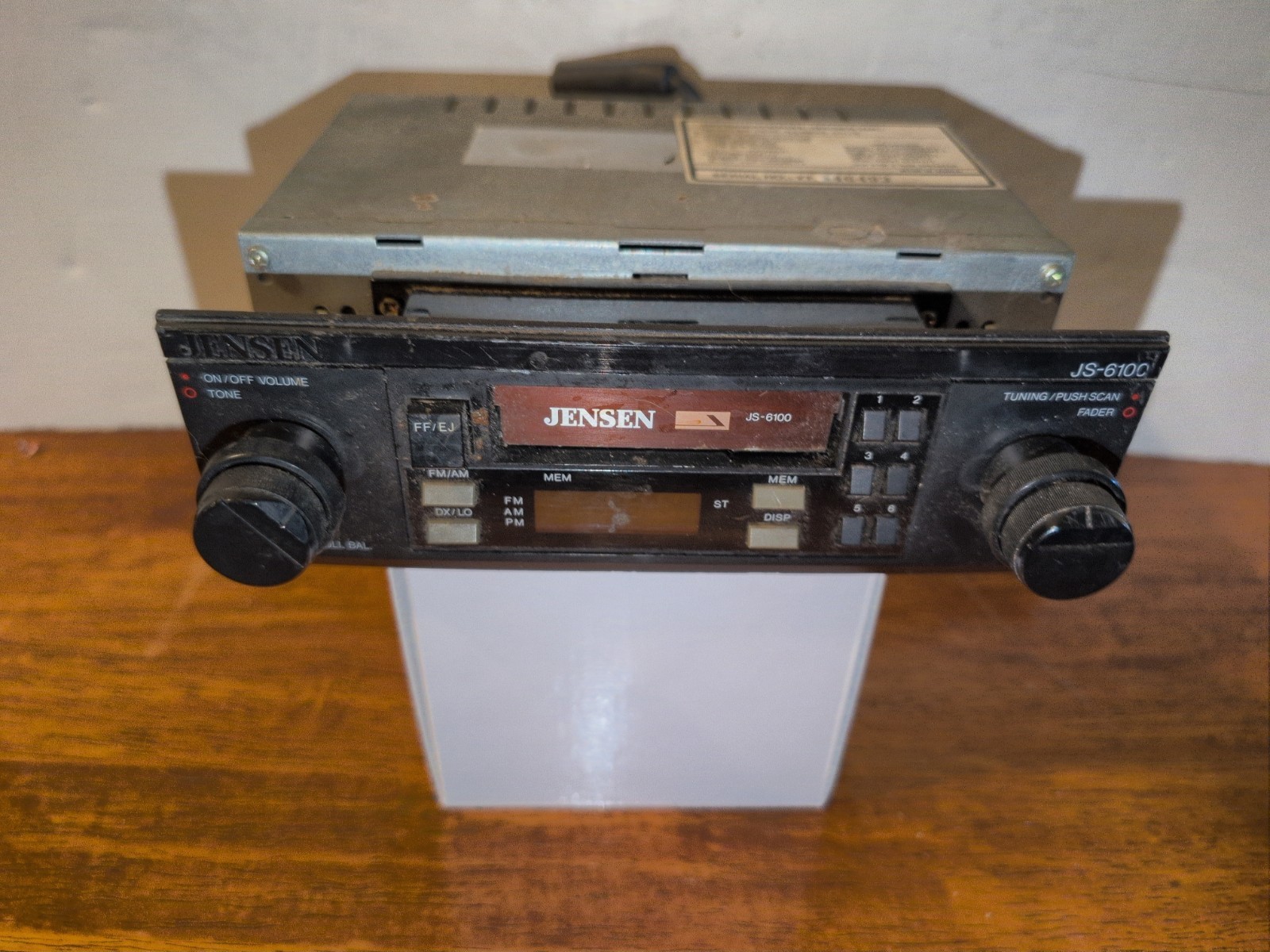 Jensen JS-6100 AM/FM Car Stereo Cassette Receiver Untested Powers On See Photos