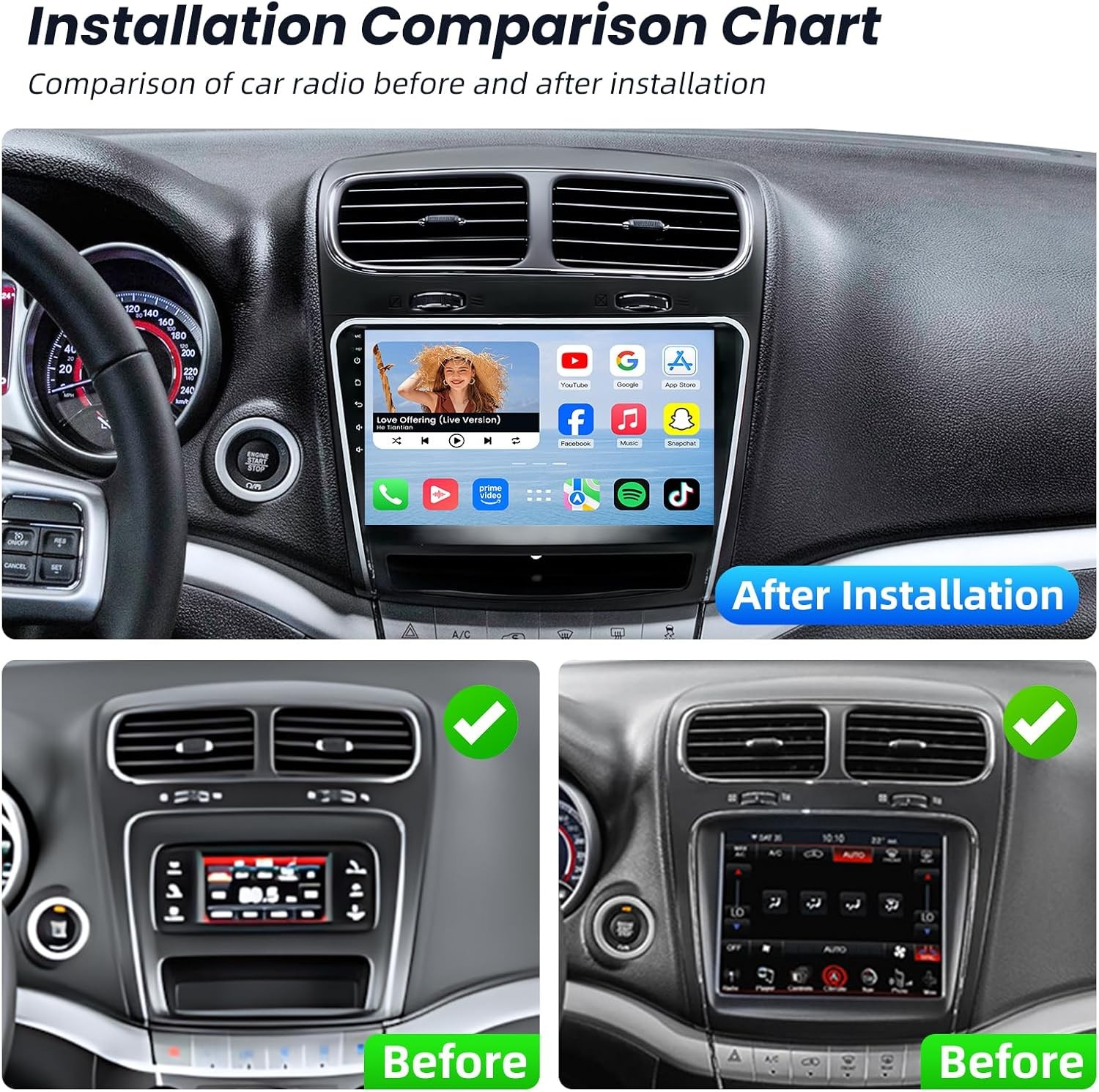 For 12-19 Dodge Journey Car Stereo Radio Player GPS Navi Android 13 Carplay