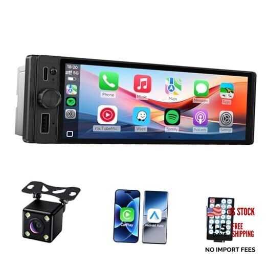 Single Din Car Stereo, 6.28 Inch Wireless CarPlay&Android Auto Single Din