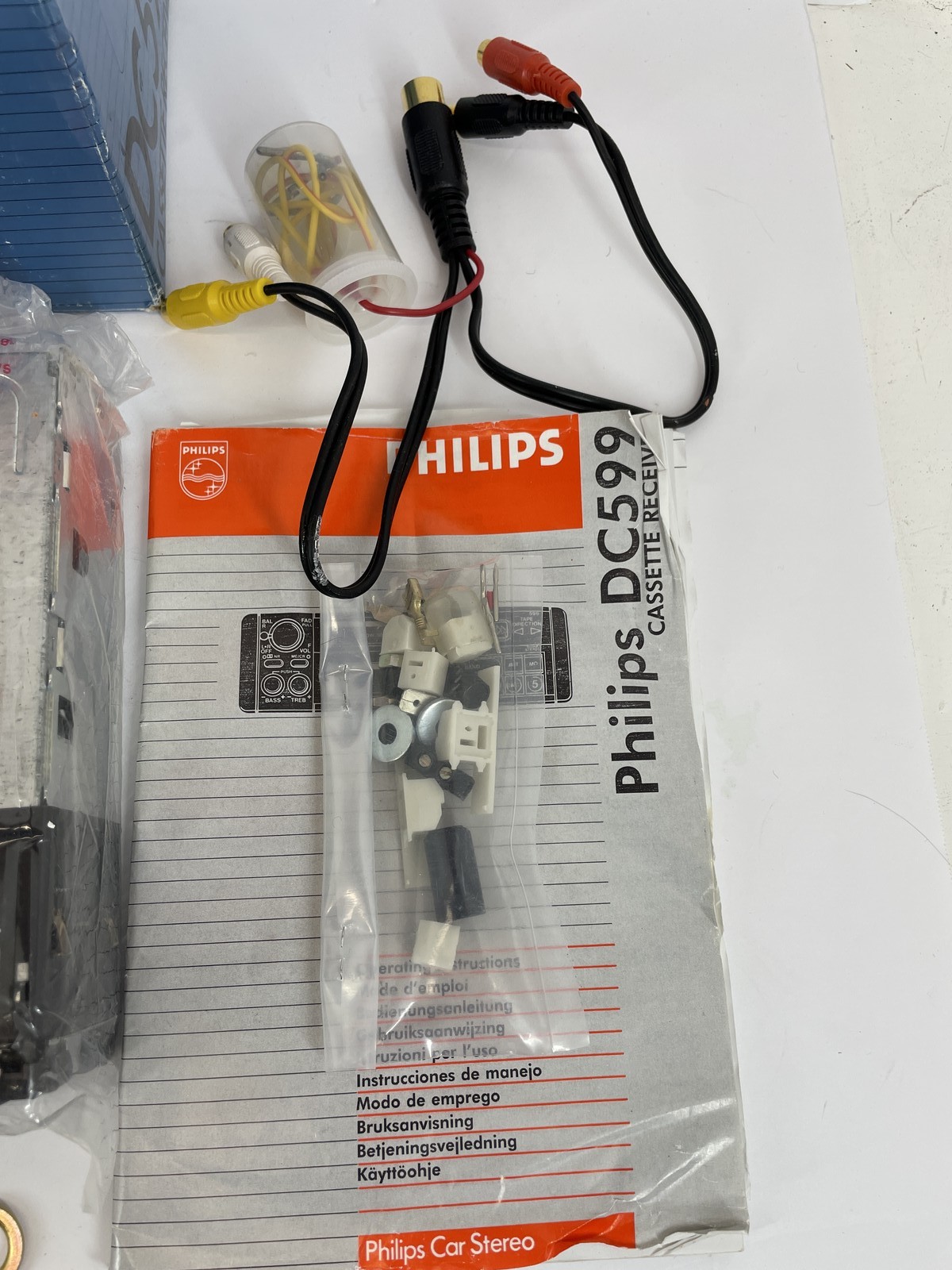 Vintage Philips DC599 Car Stereo Cassette Receiver with DP282 60W Amplifier NIB