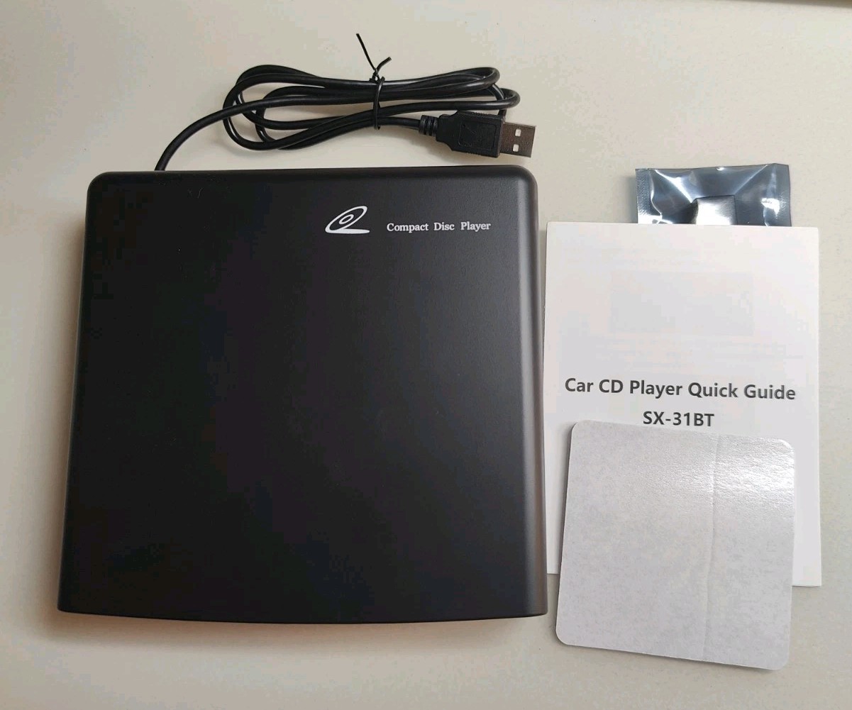 Portable External Car CD Player, Anti-Shock Plug and Play CD Adapter with USB &