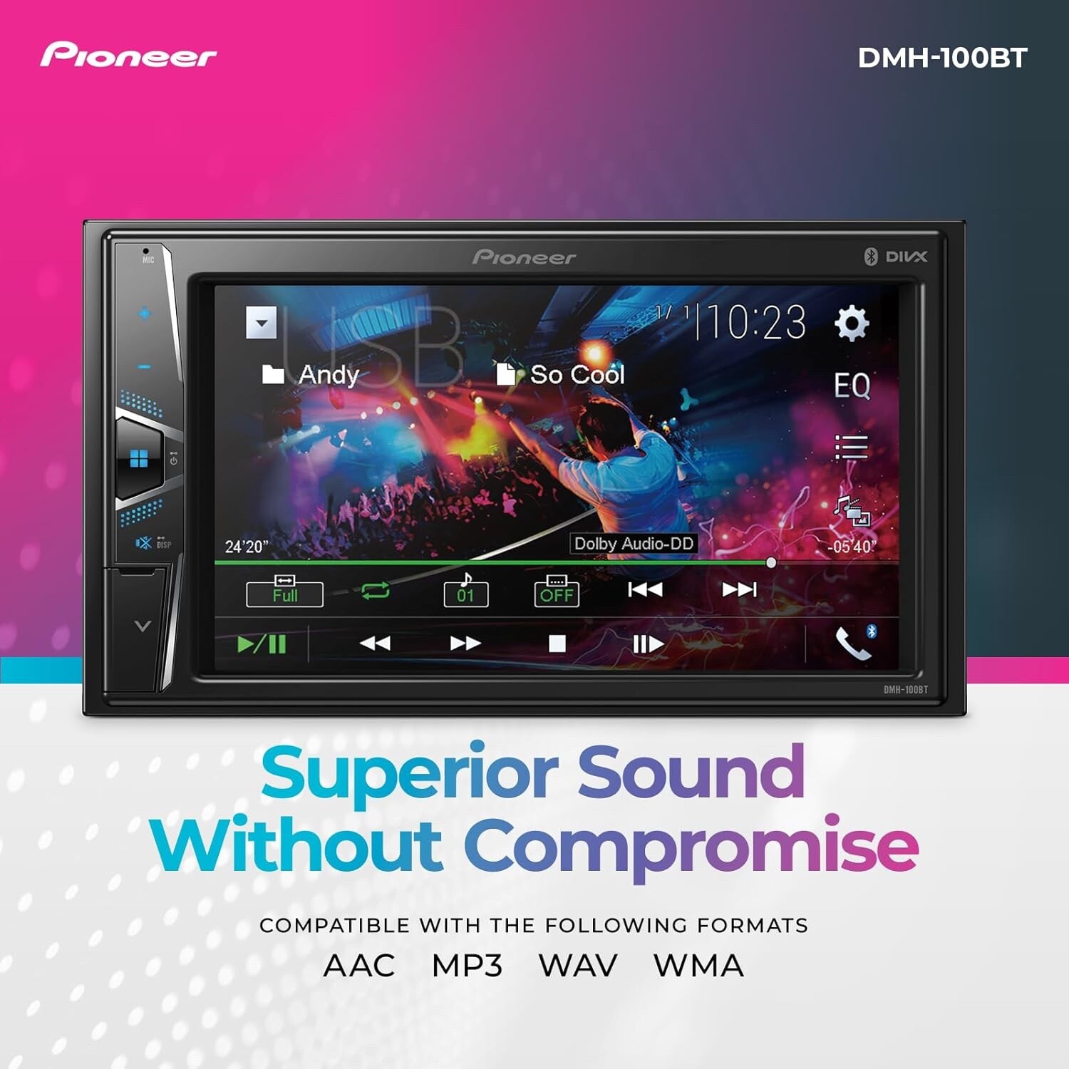 Pioneer DMH-100BT Bluetooth Media Player Android iPhone USB, BRAND NEW, SEALED