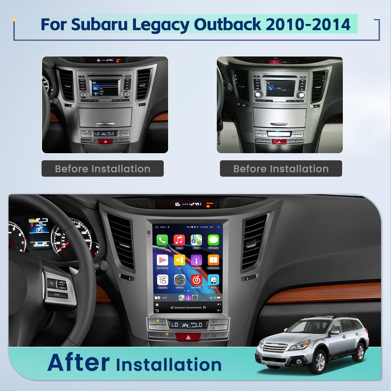5Ghz WiFi 8Core 4G+64G Android 15 Car Radio for Subaru Legacy Outback 2010-20…
