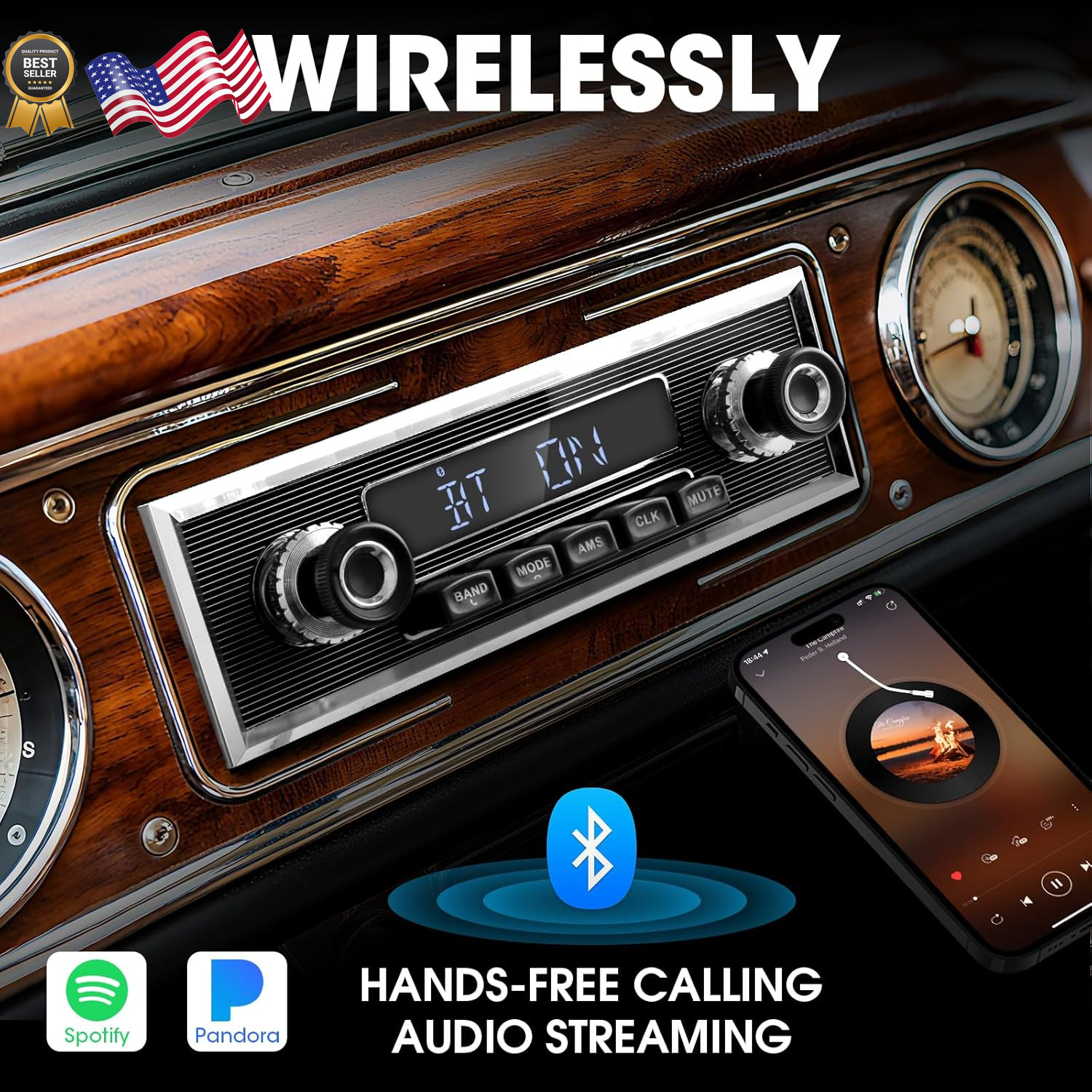 Retro Car Radio Receiver with Bluetooth: Single Din Vintage Stereo for Classic V