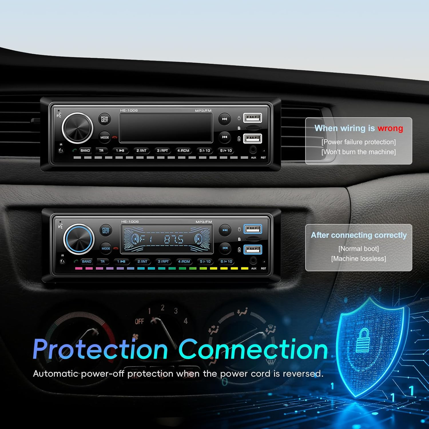 Single Din Car Stereo Bluetooth 5.0 Audio Radio with 64G Card FM Receiver Digita