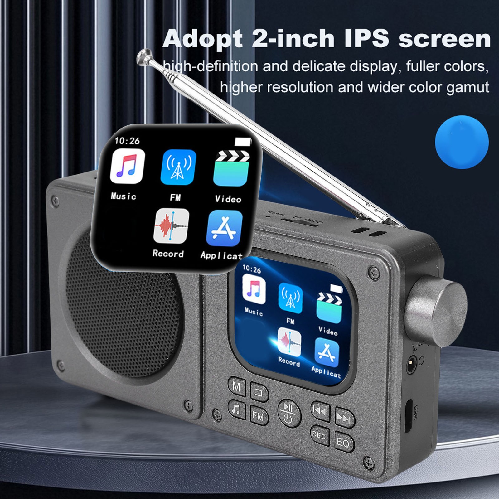 Video Radio AM FM 2.01 Inch Screen MP3 MP4 Player Bluetooth 5.4 Speaker Por FSZJ