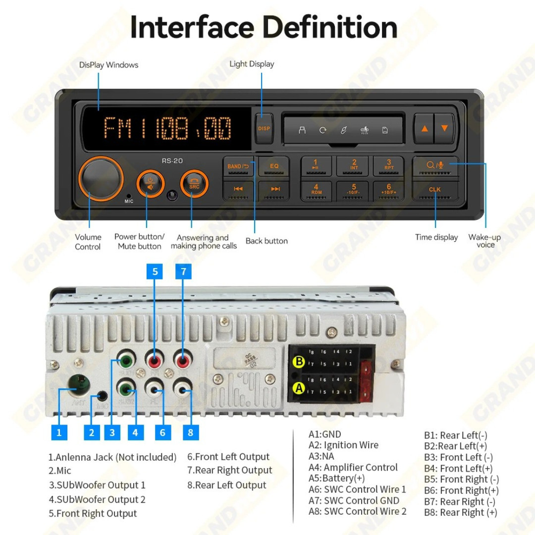 1 Din Car Radio MP3 Player Classic Car Retro Audio Stereo Support FM AUX EQ USB