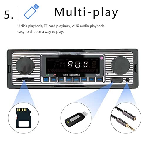Bluetooth Car Stereo with USB AUX Inputs, Car Radio MP3 Player, Hands Calling