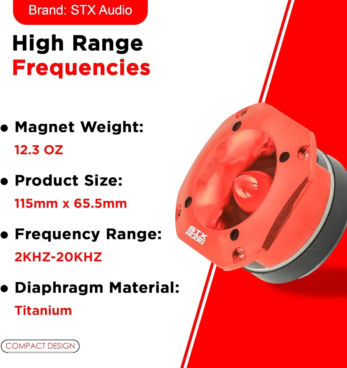 TXAudio 4.03″ Super Car Audio Tweeter 4 Ohm 1500W Max 105dB Titanium CCAW Coil