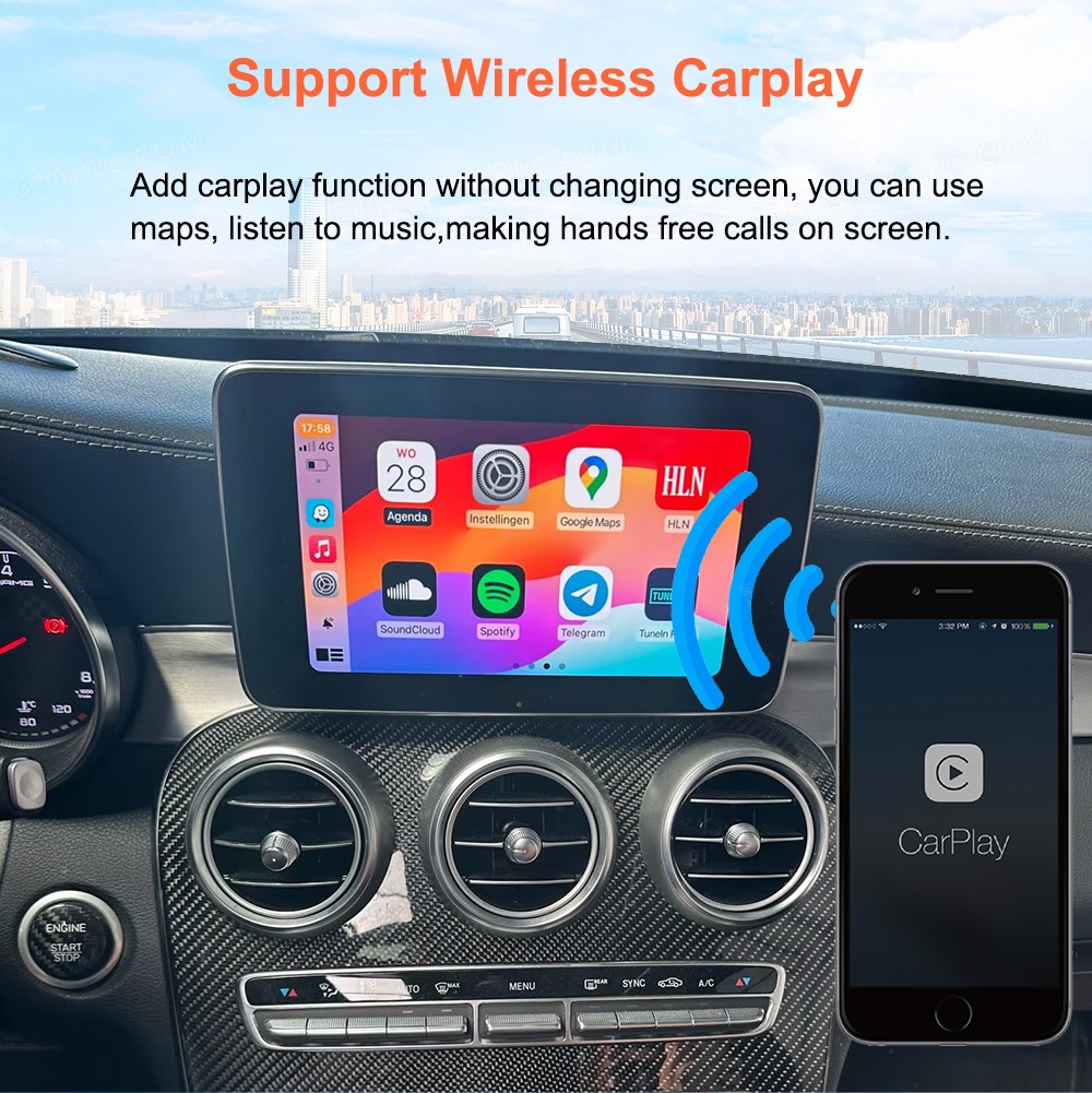Wireless CarPlay Android Auto Interface For Mercedes Benz NTG 5.0 W205 GLC W212