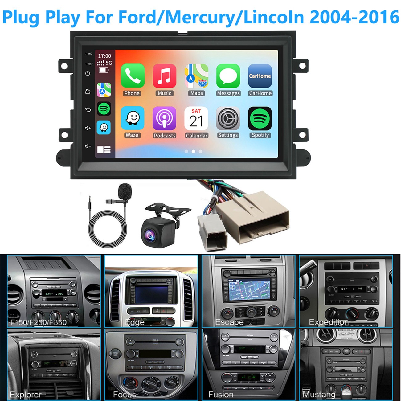 Plug Play Wireless Carplay Car Radio Stereo GPS For Ford F150 Mustang 2005-2009