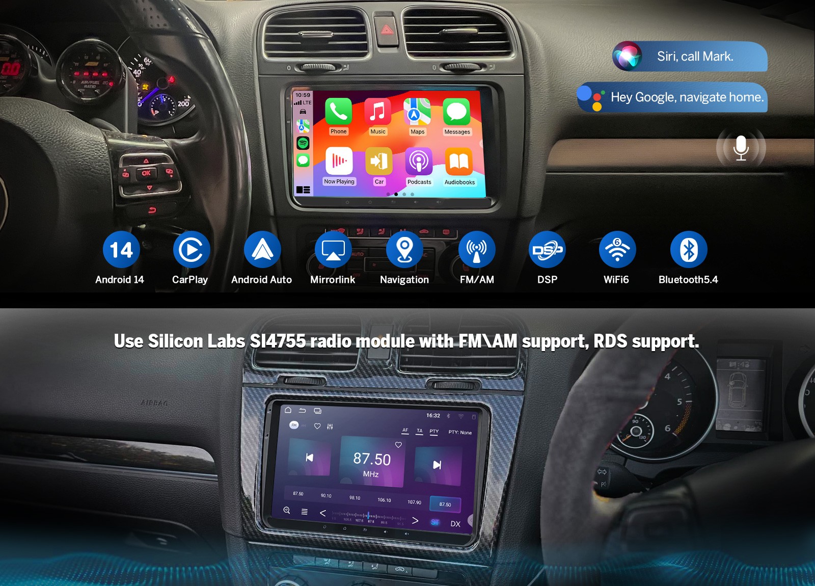 Octa Core 9″ Android Car Stereo Radio CarPlay GPS DSP For VW Jetta Passat Golf 6