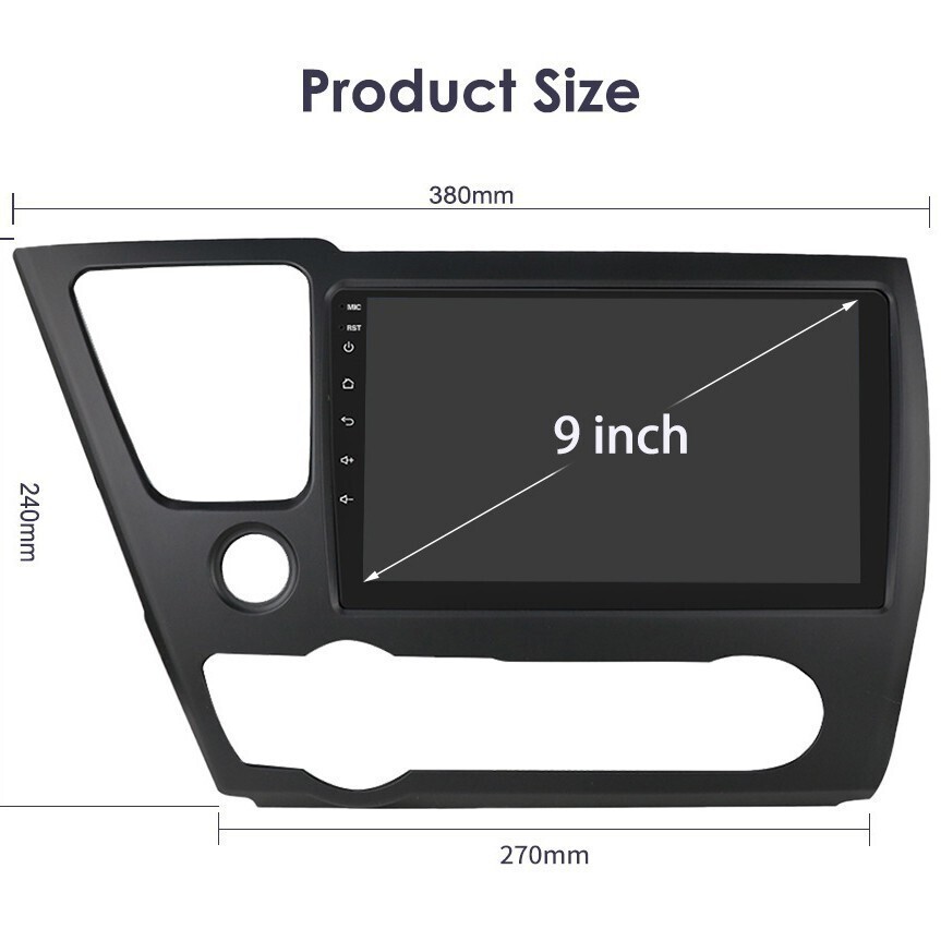 9” Car Radio Wireless Android Auto CarPlay GPS 4+32GB For 2013-2017 Honda CIVIC