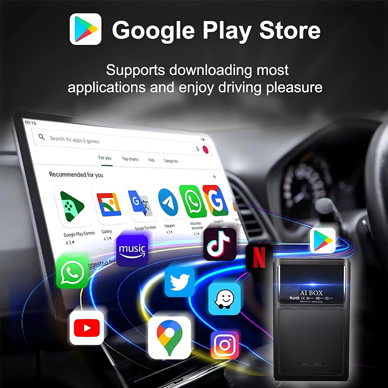 8 Core 4+64GB Wireless Carplay AI BOX Android Auto Adapter WiFi Youtube Netflix