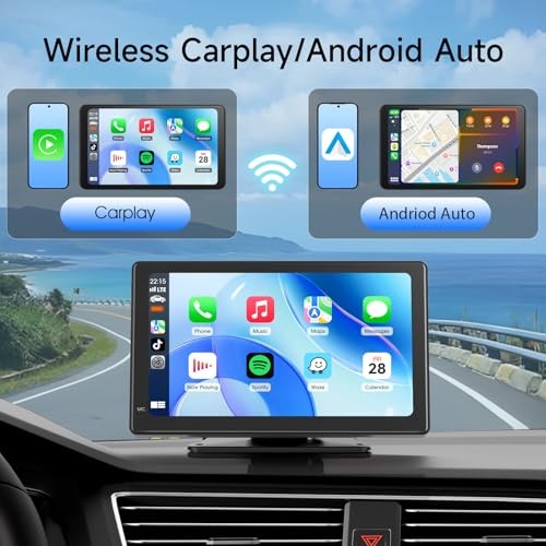 7-Inch Portable Car Display Stereo, Wireless CarPlay & Android Auto, 2.5D