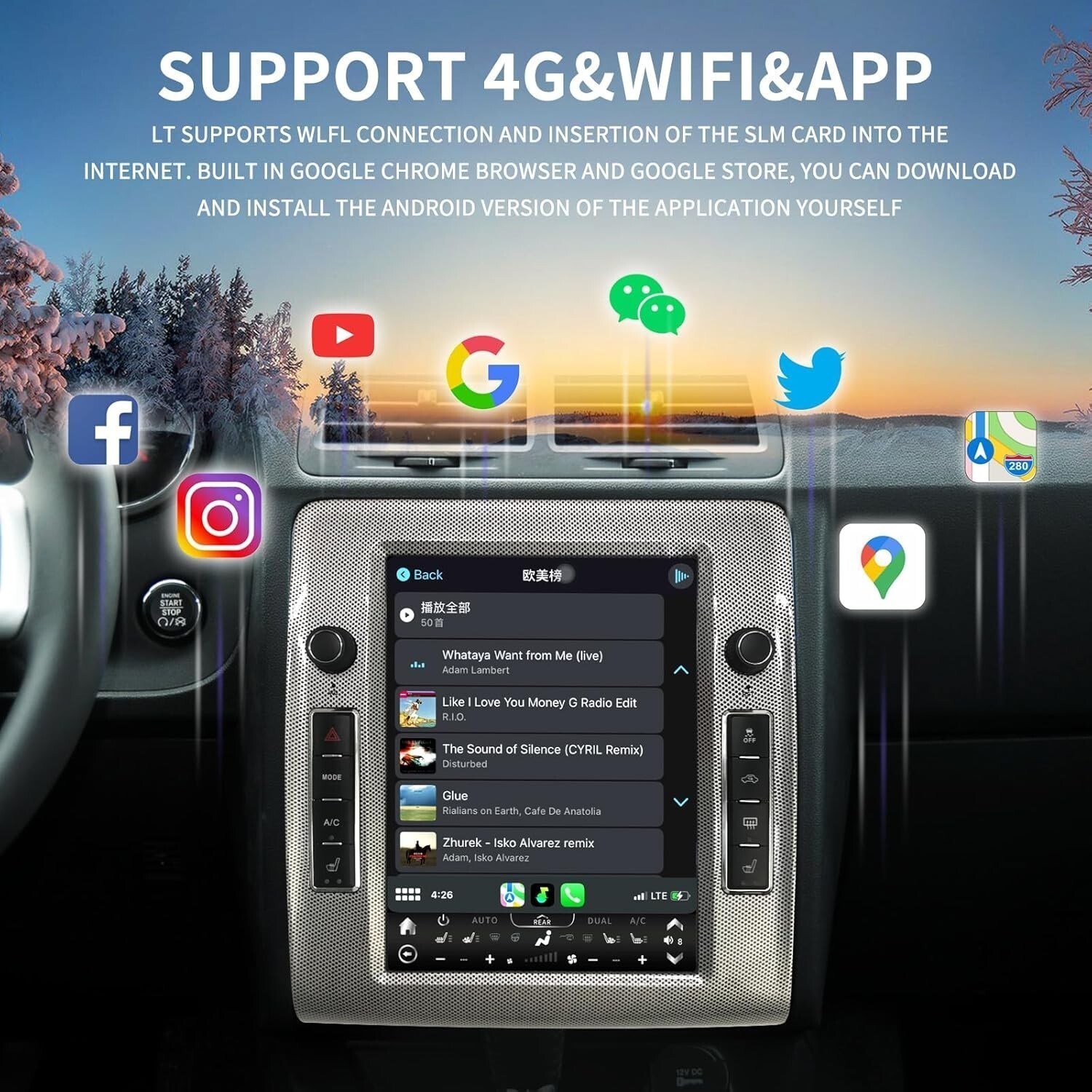 10.4″ 64GB Android Car Radio GPS Carplay Stereo For Dodge Challenger 2008~2014