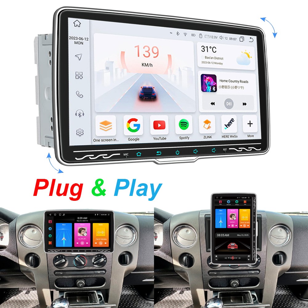 10.1″ Rotatable Screen Car Radio Stereo Carplay For 2006-2010 Ford Edge Explorer