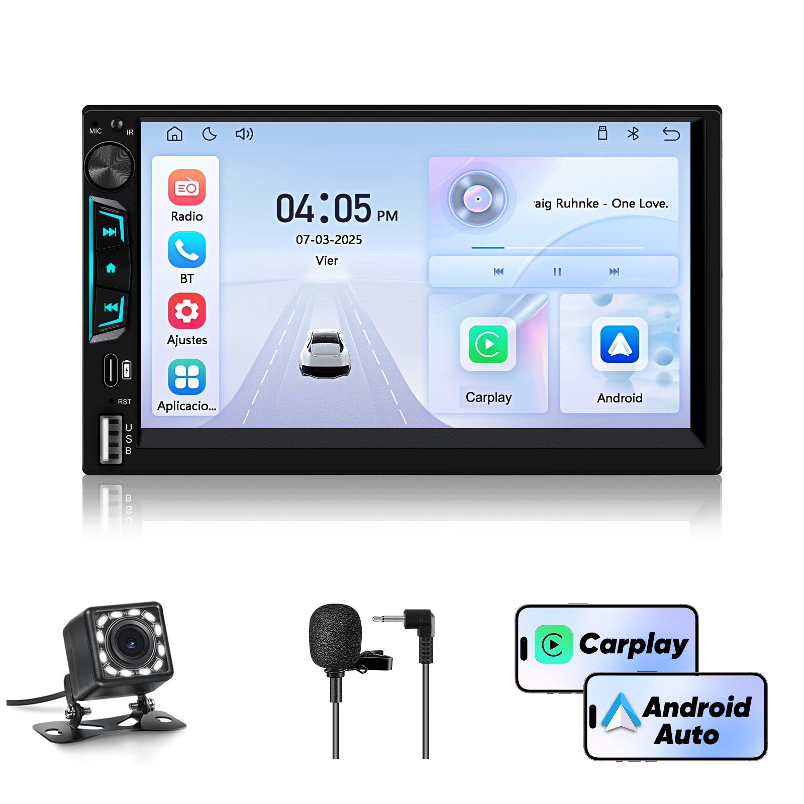 7″ 2Din CarPlay Android Auto Multimedia Player Rear Camera Universal Car Stereo