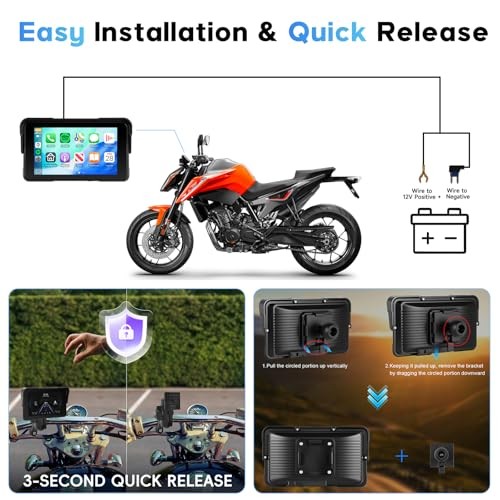 5-Inch Motorcycle CarPlay Screen Wireless Android Auto for Moto with GPS