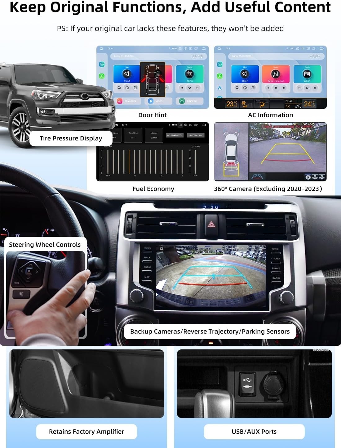 Dasaita 9″ Car Radio for Toyota 4Runner 2010-2023 Carplay Bluetooth WiFi 4G LTE