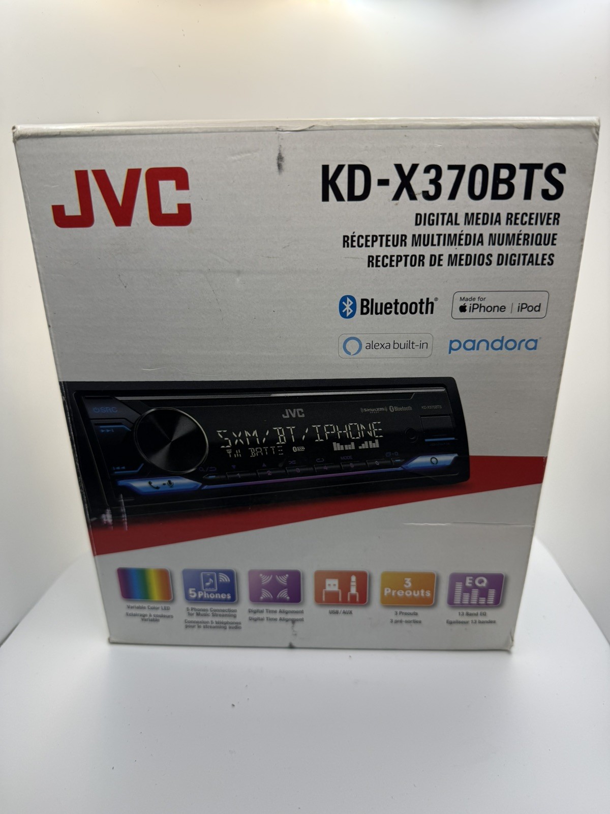 JVC KD-X370BTS Bluetooth USB SiriusXM Alexa Media Receiver Open Box