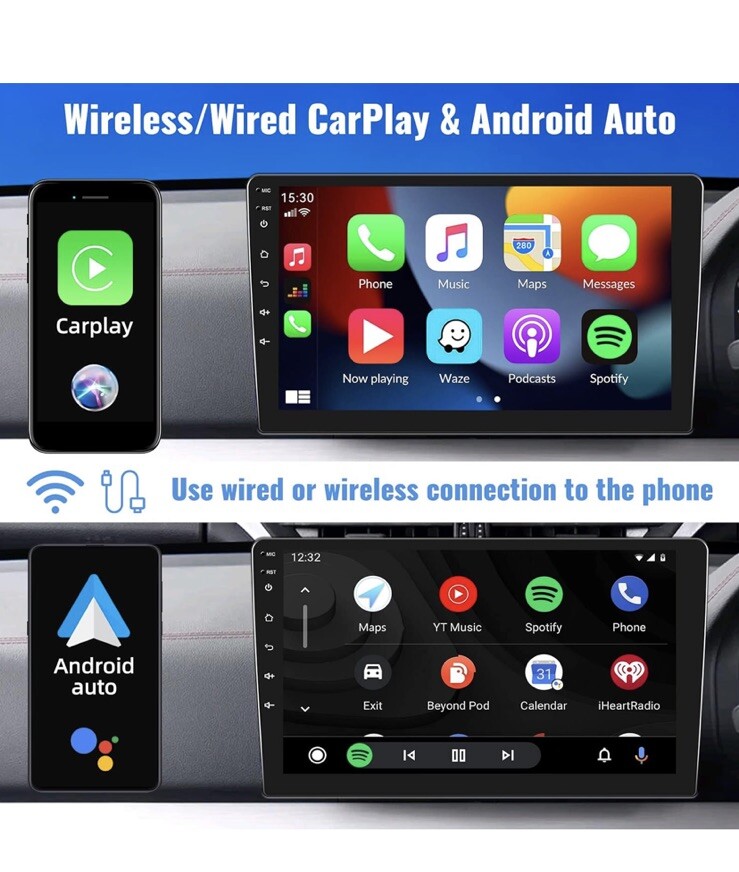 Android Car Stereo 10.1 Single Din 2+32GB Backup Camera Mirror Link Auto QLED