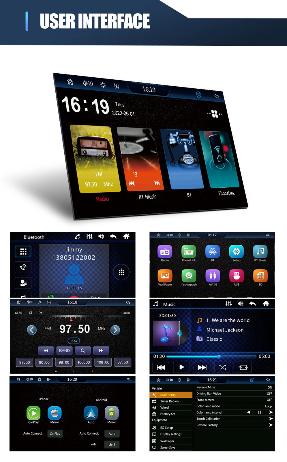 9″ Wireless Apple CarPlay Car Stereo Radio Android Auto Touch Screen Single DIN