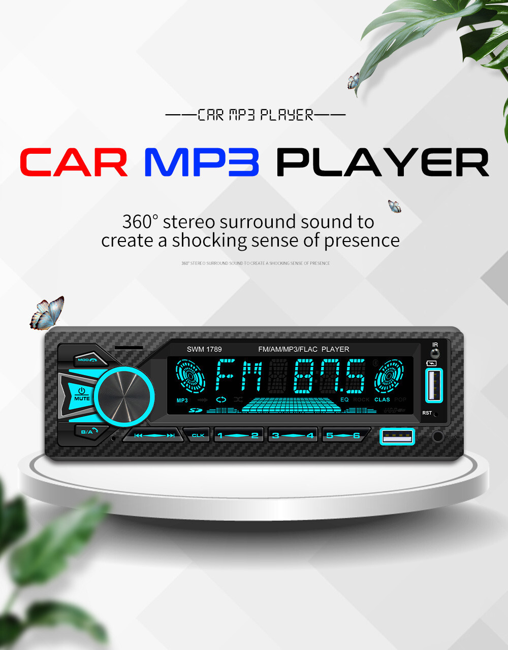 Car Stereo Radio Head Unit Mobile APP Connection Bluetooth FM/AM Audio Receiver