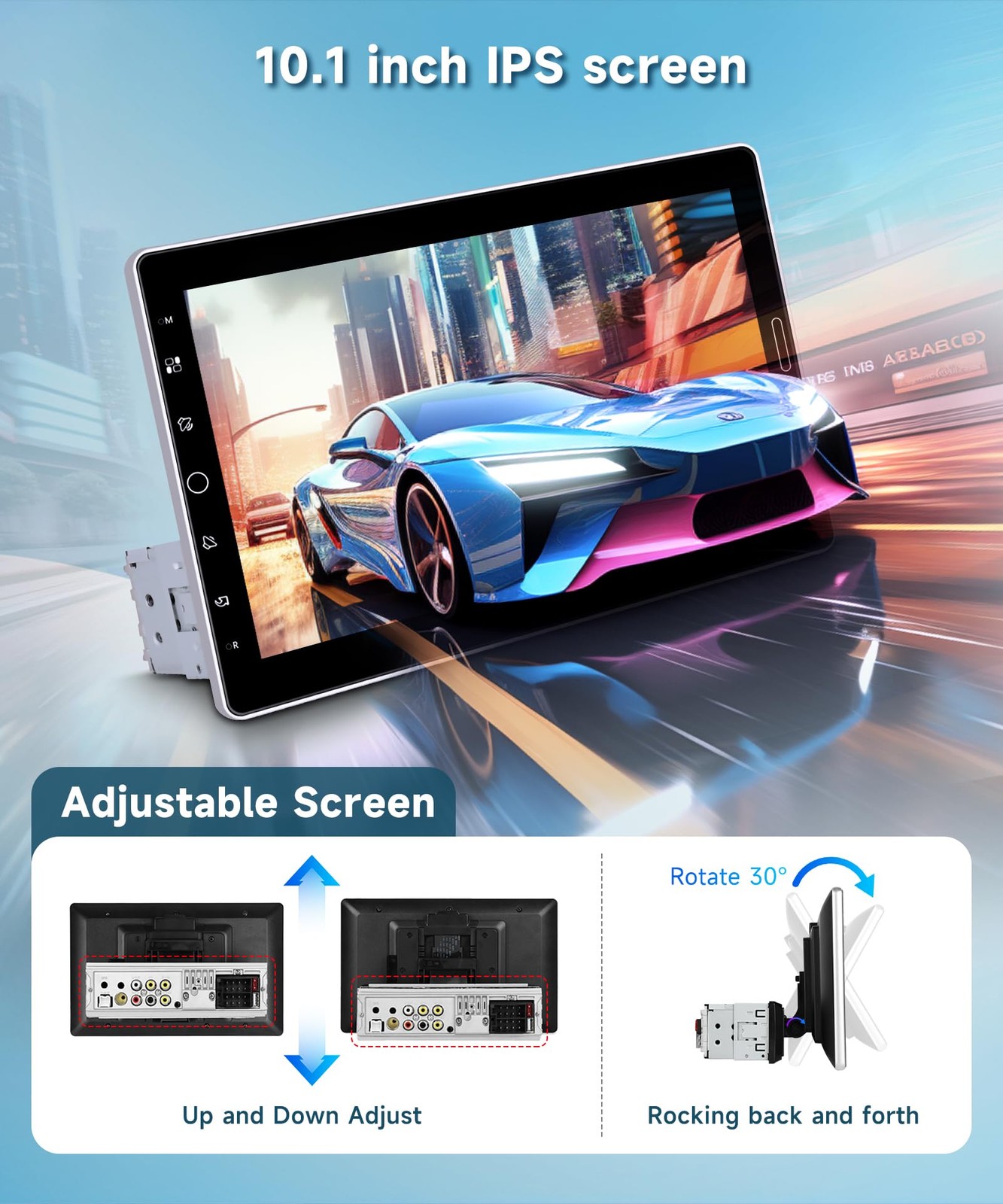 10.1 inch Single Din Radio Wireless CarPlay Android Auto, Detachable Touchscr…